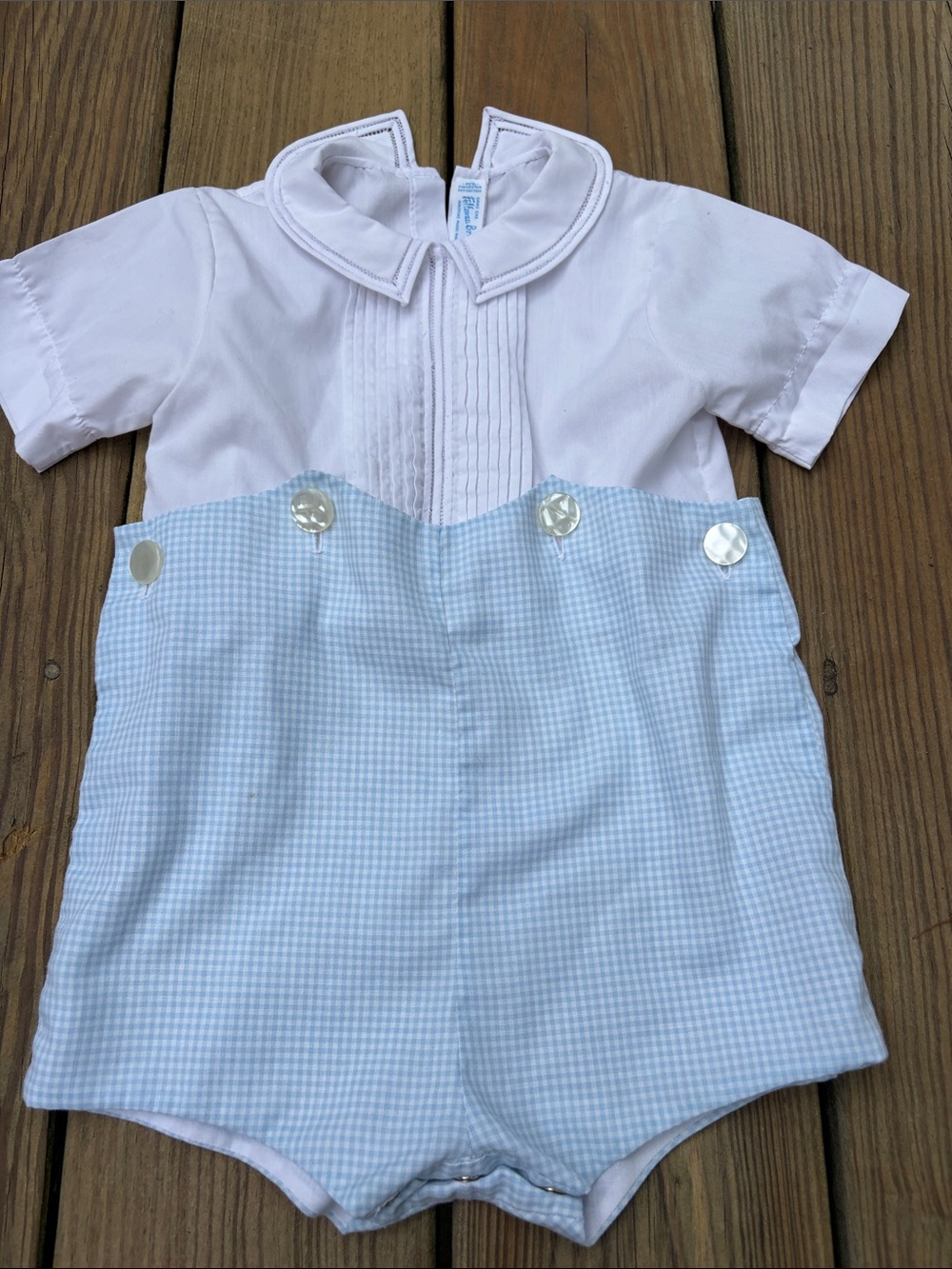 Feltman Bros Classic White and Light Blue Baby Boys' romper